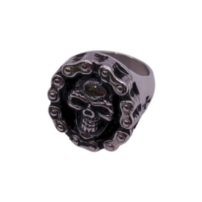 Αντρικό δαχτυλίδι από ατσάλι μαύρο με ασημί νο.19