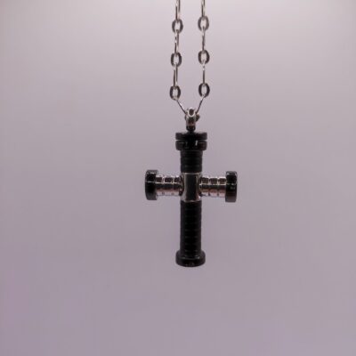 Men's cross made of steel bicolor