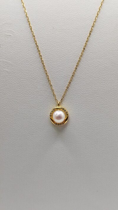 Necklace made of silver 925 gold plated with pearl