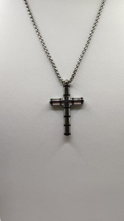 Men's cross made of steel bicolor