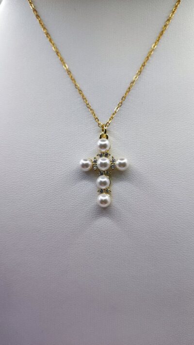 Steel cross with pearl
