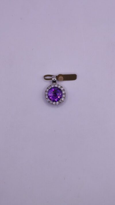 Pendant made of silver 925 with purple stone and cubic zirconia