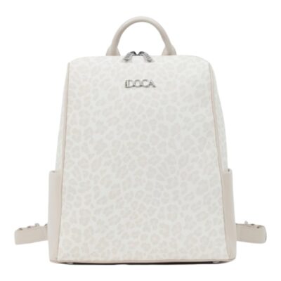 DOCA Γυναικεία τσάντα πλάτης εκρού animal print