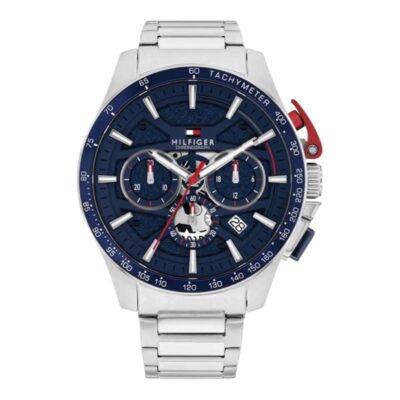 Tommy Hilfiger Bank Ανδρικό Ρολόι Μπαταρίας με Ασημί Μεταλλικό Μπρασελέ