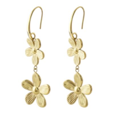 Loisir Σκουλαρίκια Flower ατσάλινα επίχρυσα μακριά με λουλούδια