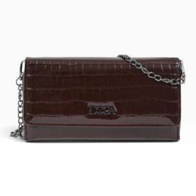 Γυναικείο βραδινό τσαντάκι clutch καφέ